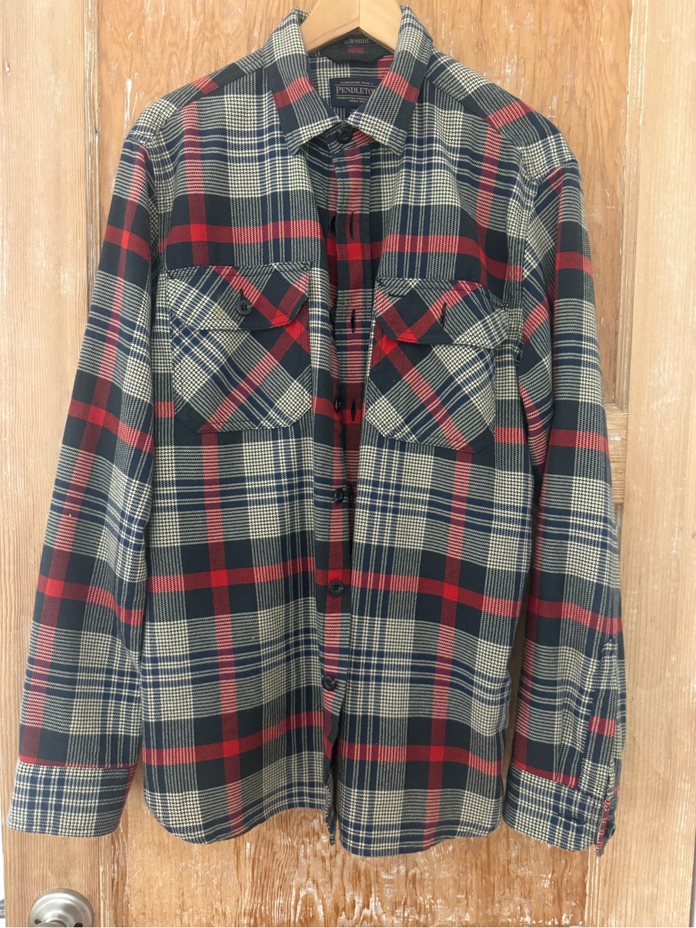 Pendleton Red, Blue & Cream Plaid Button-Down Shirt 100% cotton
